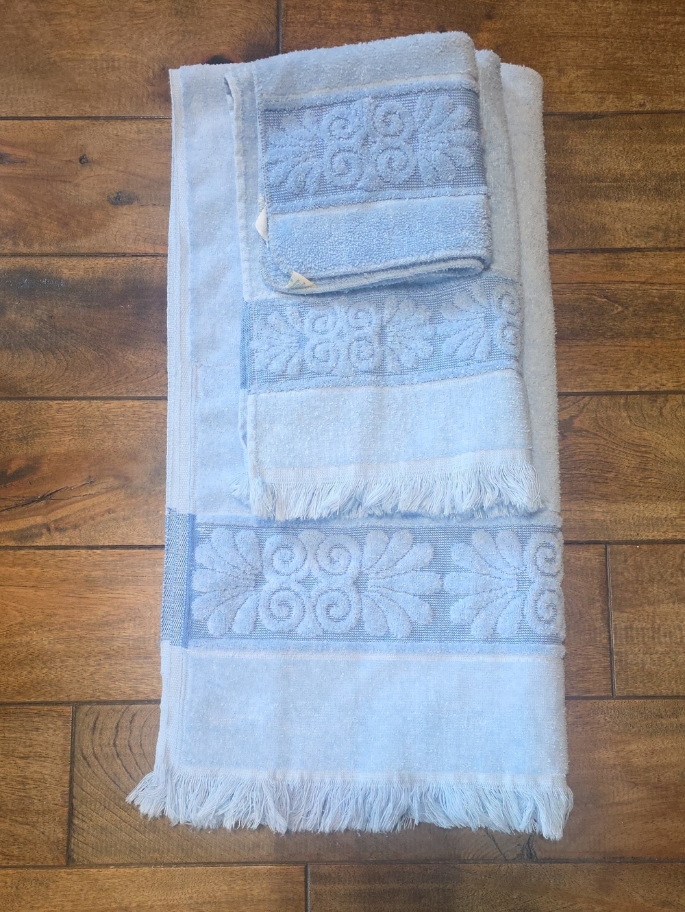 Cannon Monticello Santa Cruz VTG Set of Blue Bath Hand Towels Washcloth